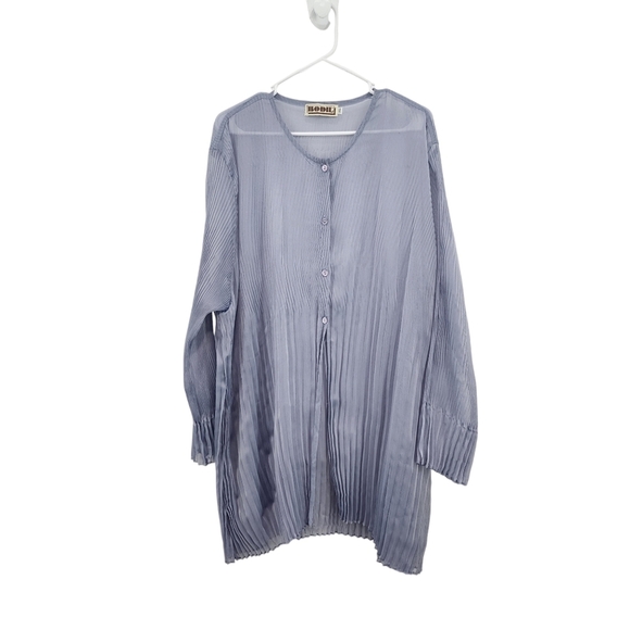 Bodil Women's Poly Chiffon Plisse Button Front Sheer Tunic Dress - XL - Picture 1 of 8